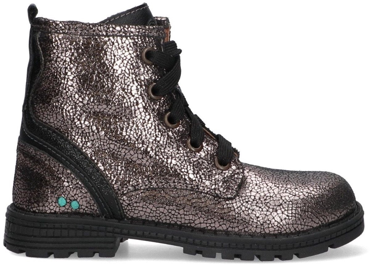 BunniesJR 225783-992 Meisjes Biker Boots - Grijs - Leer - Veters