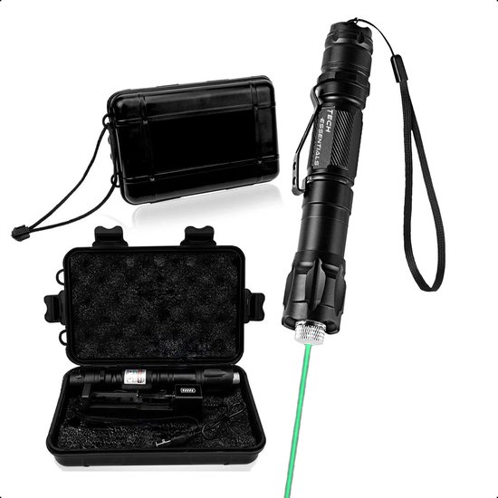 Tech Essentials® Professionele Laserpen Groen - Klasse II - Met Case - Oplaadbaar - Inclusief Batterijen En Oplader - Extra Krachtig | Pointer - Gadget - Lichtjes