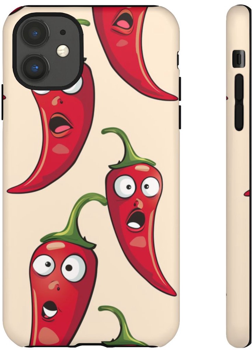 Grappig Rood Chilipeperpatroon – Telefoonhoesje Geschikt voor iPhone 11