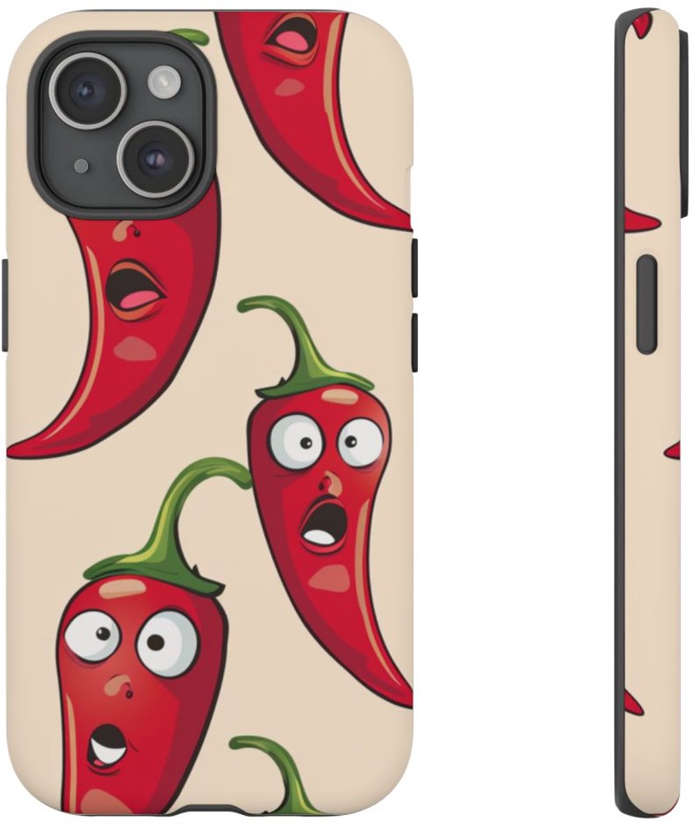 Grappig Rood Chilipeperpatroon – Telefoonhoesje Geschikt voor iPhone 15