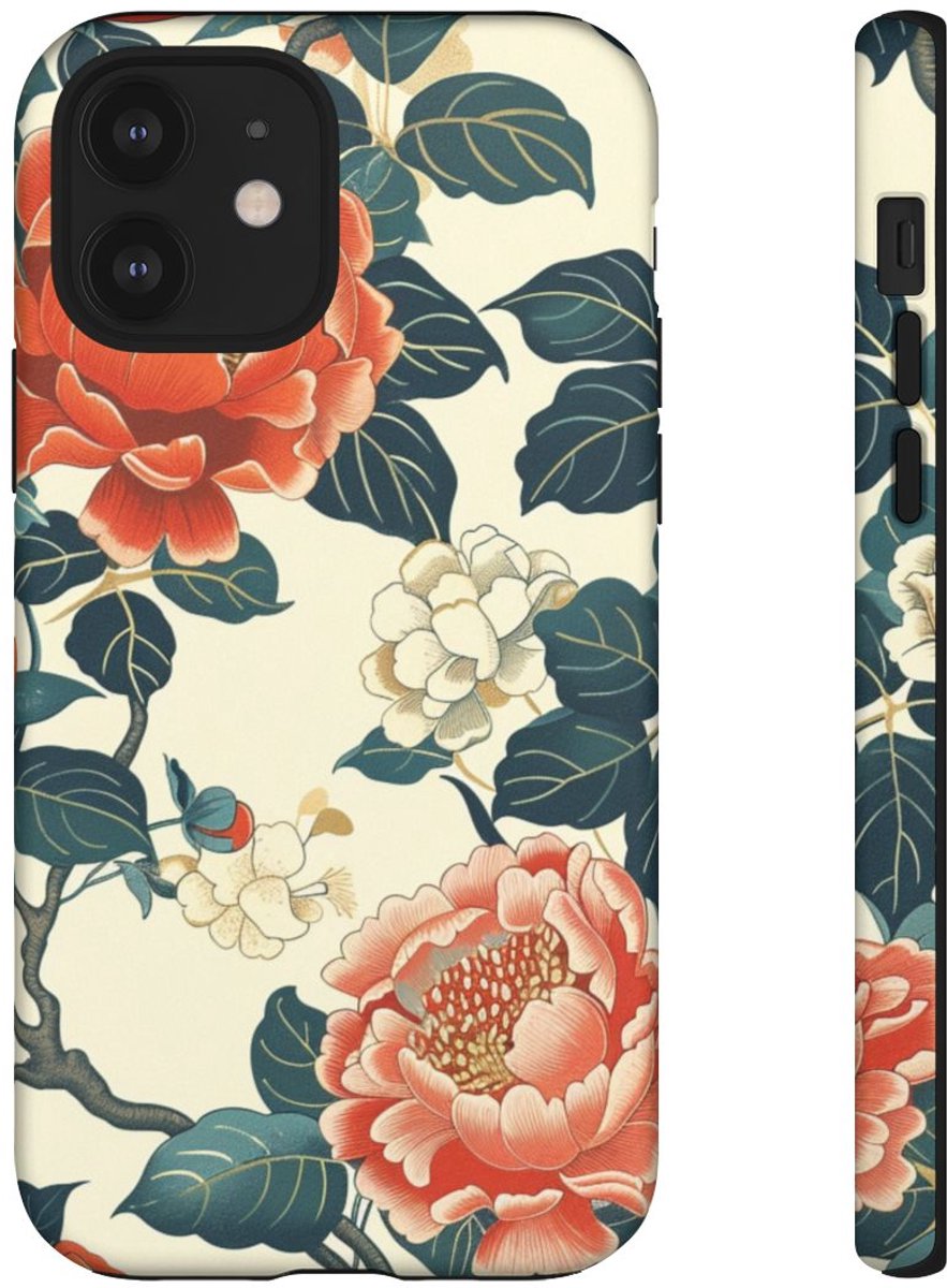 Vintage Pioenrozenpatroon – Telefoonhoesje Geschikt voor iPhone 12