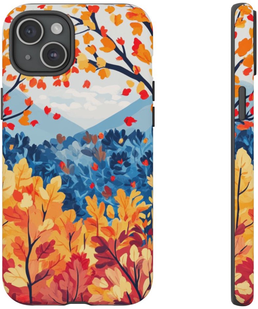 Kleurrijke Herfstbomen en Bladertooi – Telefoonhoesje Geschikt voor iPhone 15 Plus