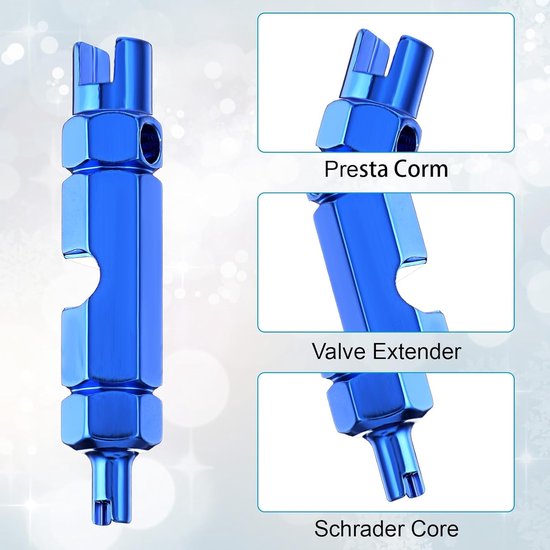 AOZUO 3-piece valve core removal tool, 3-in-1 valve shaft removal tool, with 3 key rings for Schrader and Presta, mountain bikes and — afbeelding 3