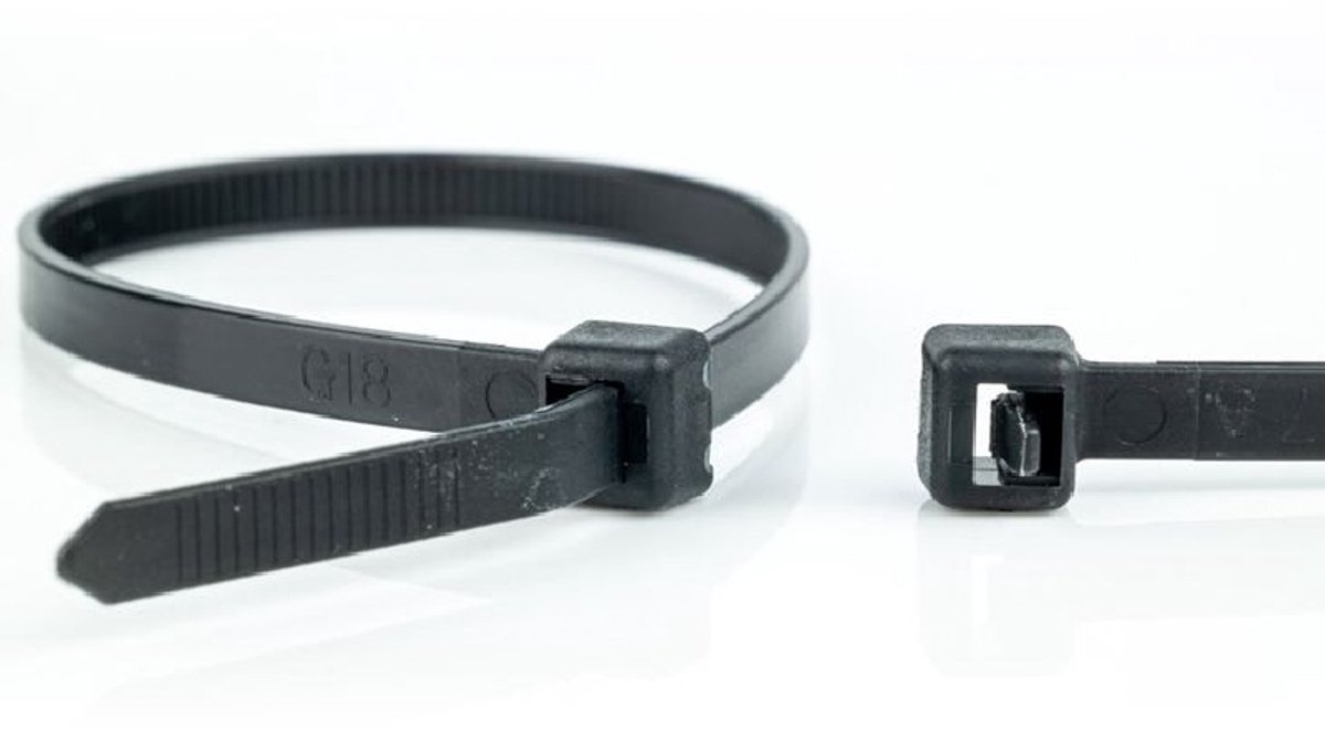 Hersluitbare Kabelbinders - 370 x 4,8mm - Trekkracht tot 22,2kg - 100 stuks - UV bestendig - Zwart