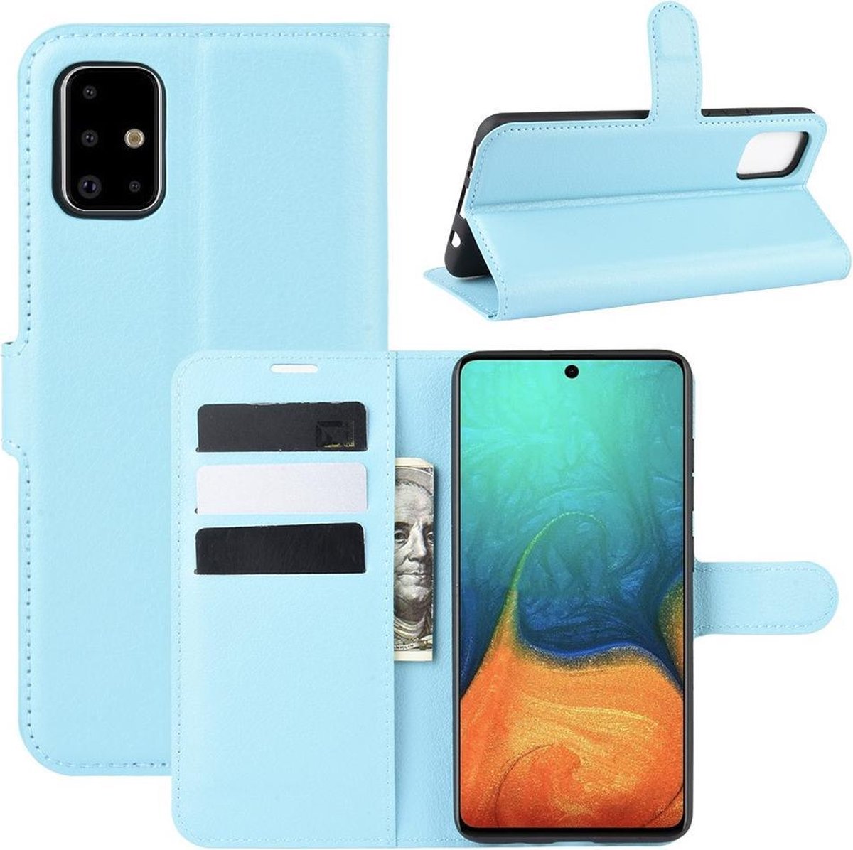 Book Case - Geschikt voor Samsung Galaxy A71 Hoesje - Lichtblauw