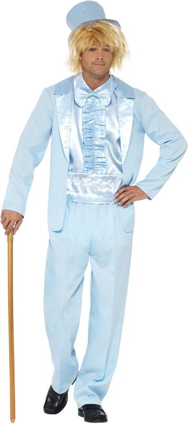 Smiffy's - Feesten & Gelegenheden Kostuum - Zacht Blauw Smoking - Man - Blauw - XL - Carnavalskleding - Verkleedkleding