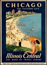 Vintage Poster Chicago VS - The Vacation City - Reisposter - Large 50x70 - Illinois