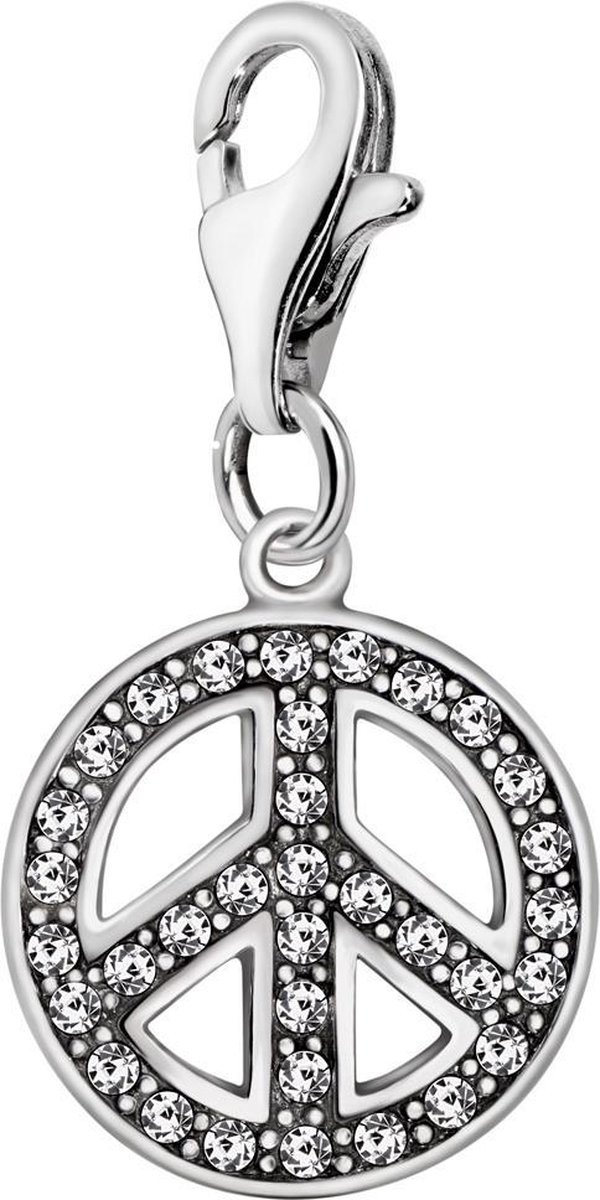 Quiges Dames Charm Bedel Verzilverd 3D Ster Symbool met Zirkonia Hanger
