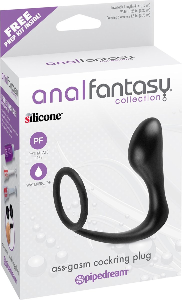Goedkoopste Anal Fantasy AssGasm Cockring en Buttplug - Zwart