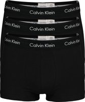 Calvin Klein low rise trunks (3-pack) - lage heren boxers kort - zwart met zwarte tailleband - Maat: S