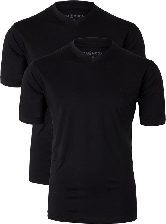 Casa Moda  T-shirts (2-Pack) - V-neck - zwart -  Maat L