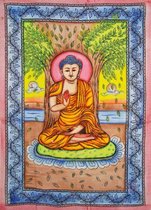Boeddha Wandkleed 140 x 210 cm Bedsprei Strandlaken Boedha - Geel Rood Blauw Groen
