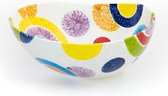 Pro Italia- Fruitschaal- Cerchi Colorati -23 x 9 cm-gekleurde cirkels- Keramiek-Aardewerk -serveerschaal-decoratie