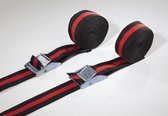 Spanband - Sjorband - Lading zekering - Zwart / Rood - 250cm - Met klem sluiting