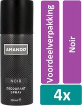 Amando Deodorant Spray 150 ml Noir 4 stuks Voordeelverpakking