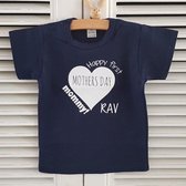 Baby shirtje jongen of meisje tekst mama eerste moederdag cadeau van papa | Happy first mother’s Day mommy in hart | korte mouw T-Shirt | blauw maat 92 liefste leukste kleding baby