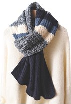 Gebreide Dames Sjaal – Wintersjaal – Blue & White
