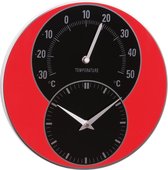 Klok met temperatuurweergave - Metalen Wandklok - Ø 30 x 4 cm – Rood