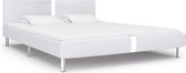 Bedframe Wit 180x200 cm Kunstleer (Incl LW Led klok) - Bed frame met lattenbodem - Tweepersoonsbed Eenpersoonsbed