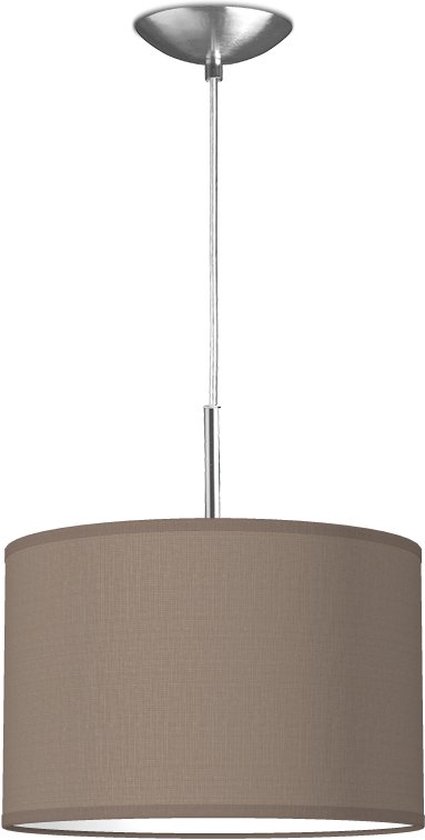 Home Sweet Home hanglamp Bling - verlichtingspendel Tube Deluxe inclusief lampenkap - lampenkap 30/30/20cm - pendel lengte 100 cm - geschikt voor E27 LED lamp - taupe