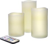 Led kaarsen met afstandsbediening - Ledkaarsen - 12 verschillende kleuren - Set van 3 - Beige kaars