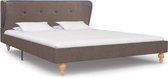 Bedframe Taupe Stof 140x200 cm (Incl LW Anti kras Vilt) - Bed frame met lattenbodem - Tweepersoonsbed Eenpersoonsbed