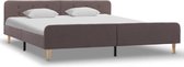Bedframe Taupe Stof 180x200 cm (Incl LW Anti kras Vilt) - Bed frame met lattenbodem - Tweepersoonsbed Eenpersoonsbed