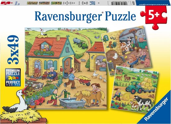 Ravensburger puzzel Boerderij - 3x49 stukjes - kinderpuzzel