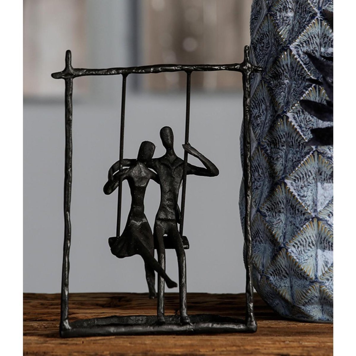 Sculptuur Beeld - Staal - Samen Schommelen - echtpaar - stel op schommel - Gilde handwerk - design — afbeelding 2