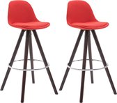 Clp Franklin Set van 2 barkrukken - Rond frame - Stof - Rood - Kleur onderstel Cappuccino