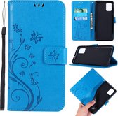 Blauw bloem vlinder agenda case hoesje Samsung Galaxy A71
