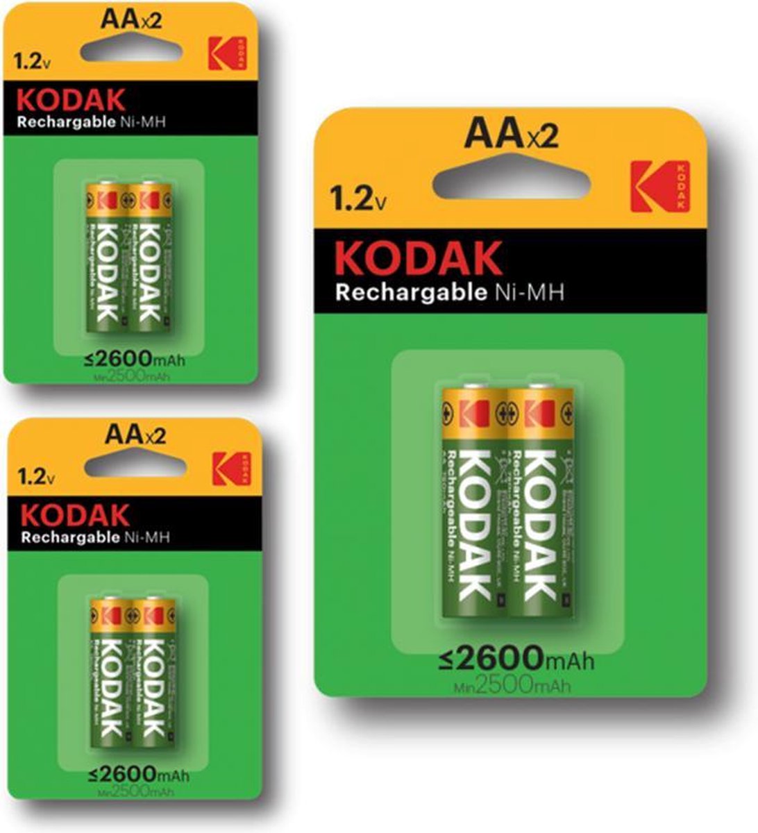 Kodak AA / Micro / HR06 2600mAh 1.2V oplaadbare batterij - 6 Stuks (3 Blisters a 2St)