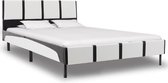 Bedframe Zwart Wit 120x200 cm Kunstleer  (Incl LW Anti kras Vilt) - Bed frame met lattenbodem - Tweepersoonsbed Eenpersoonsbed