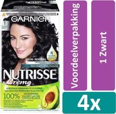 Garnier Nutrisse Crème Haarverf Nutrisse 1 Zwart 4 stuks Voordeelverpakking
