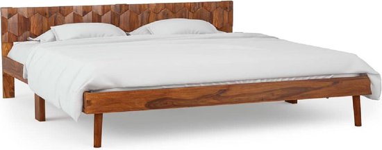 Bedframe Bruin Sheesham Hout 180x200 cm (Incl LW Anti kras Vilt) - Bed  frame met... | bol.com