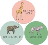 stickers Jungle cadeaustickers sluitzegels verjaardag 12 stuks 5.5 cm
