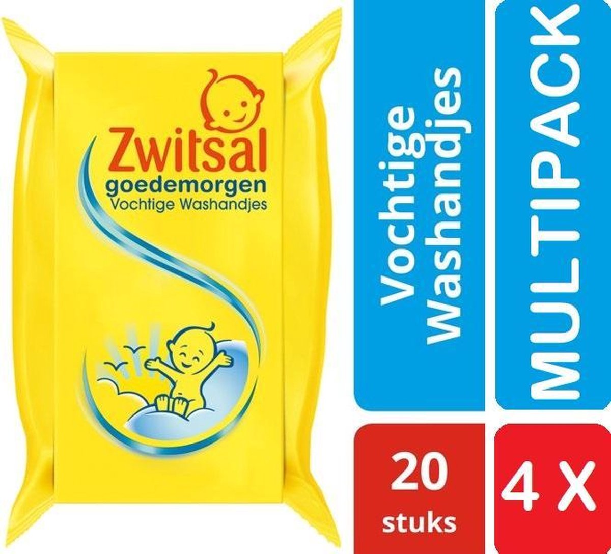 Zwitsal Goedemorgen Vochtige Washandjes - Baby - 4 x 20 Stuks  Voordeelverpakking | bol.com