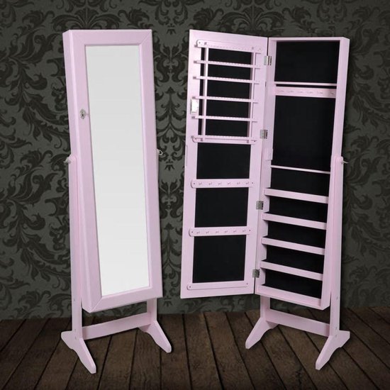 vidaXL Sieradenkast met spiegel 146 x 37 x 46 cm (roze) | bol.com