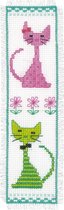 Bladwijzer kit Roze en groene poes - Vervaco - PN-0148532