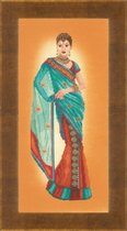 Telpakket kit Indiase dame in blauwe sari  - Lanarte - PN-0145757