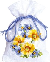 TP zakje Blauw/gele bloemen III aida - Vervaco - PN-0146041