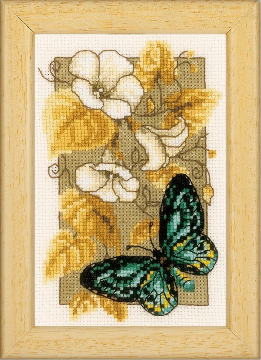 Vervaco - Miniatuur telpakket kit - Vlinders en bloemen - PN-0144802 - Borduren - Borduurpakket - Borduurpakket volwassenen - Borduurpakket kind