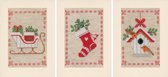 Wenskaart kit Kerstmotiefjes set van 3 - Vervaco - PN-0178342