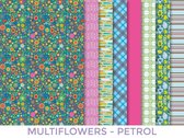 Making Couture Fabric Set kitMultiflowers - petrol - Dress YourDoll - PN-0164679