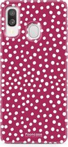 Fooncase Hoesje Geschikt voor Samsung Galaxy A40 - Shockproof Case - Back Cover / Soft Case - POLKA / Stipjes / Stippen / Rood