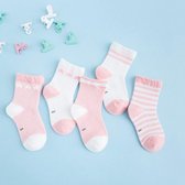 5 paar schattige cartoon sokken baby peuter zachte katoenen comfortabele enkelsokken, maat: L (nieuw roze)