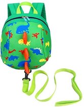 Harness Buddy kindertuigje - Rugzakje met looplijn - Looptuigje Dinosaurus - Tuigje Kind - Kinder rugzakje - Dinosaurus rugzak - Groen