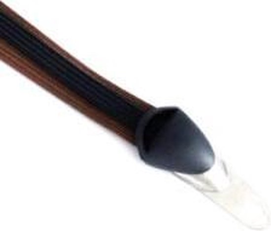 Bruine en zwarte triobinder met een zwarte clip en een metalen punt.