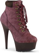 Pleaser Enkellaars -37 Shoes- DELIGHT-600TL-02 Bordeaux rood/Bruin