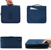 Toilettas met ophanghaak navy blauw - travel bag hook - make up tas met haak - beauty case